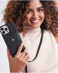 LOUVE COLLECTION - Leather Phone Case Wallet & Strap + Gaia Gold-Plated Crossbody Chain