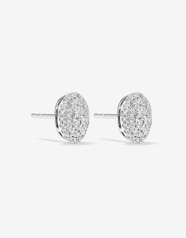 Michael Hill - 0.30 Carat TW Oval Shaped Diamond Cluster Stud Earrings in 10kt White Gold