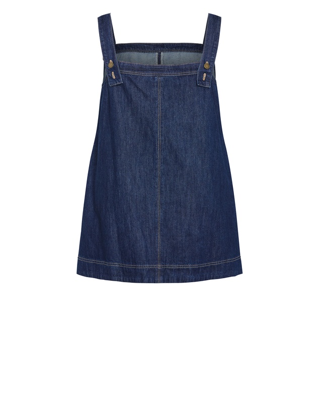 City Chic - Plus size Dana Pinny Denim Mini Dress - dark wash