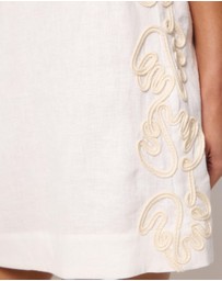 AERE - Quinn Embroidered Linen Mini Dress