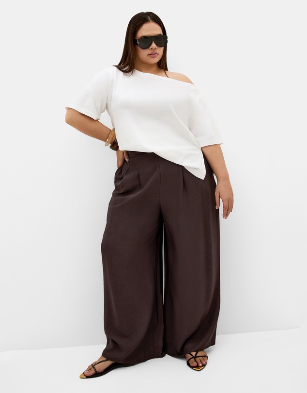 City Chic - Plus size Alexi Wide Leg Pant - chocolate