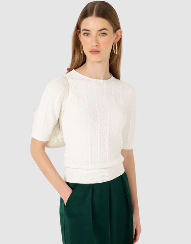 SACHA DRAKE - Short Sleeve Chevron Knit Top
