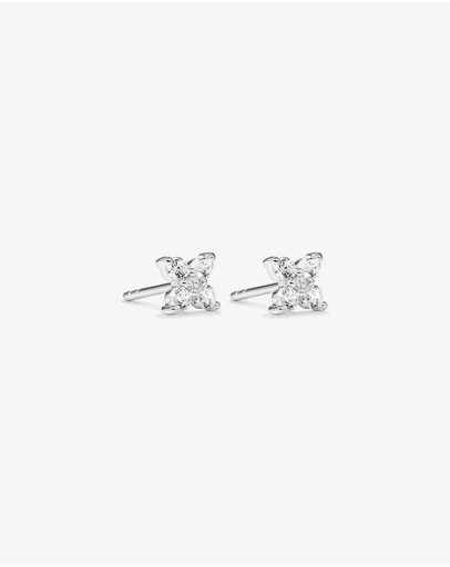 Michael Hill - Floral Stud Earrings with Cubic Zirconia in Sterling Silver