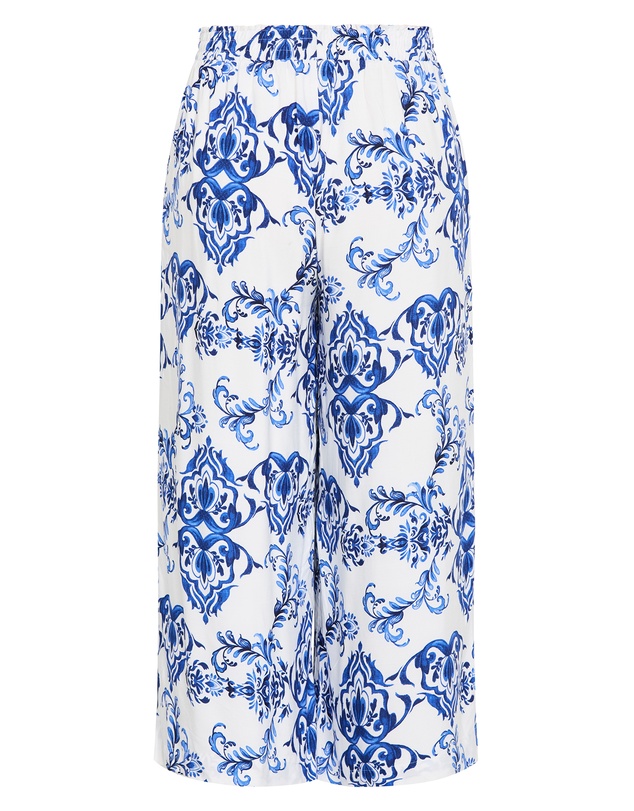 City Chic - Plus size Mykonos Print Wide Leg Pant - white