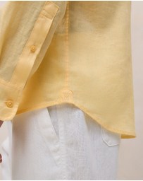 Trenery - Regular Fit Linen Classic Long Sleeve Shirt in Butter