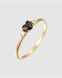 Elli Jewelry - Ring Zirconia Heart 925 Sterling Silver Gold-Plated