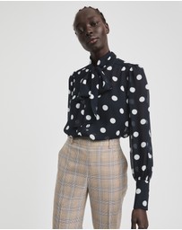 Witchery - Spot Print Tie Neck Blouse