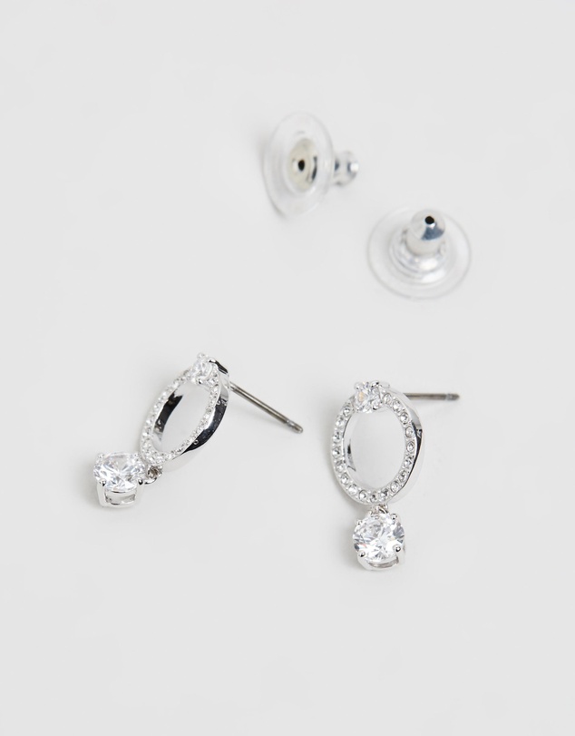 Swarovski - Constella hoop earrings, Round cut, White, Rhodium plated