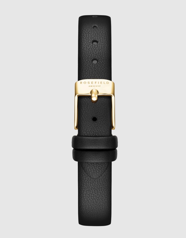Rosefield - Ovale Black Matte Gold-Tone Black Leather Watch