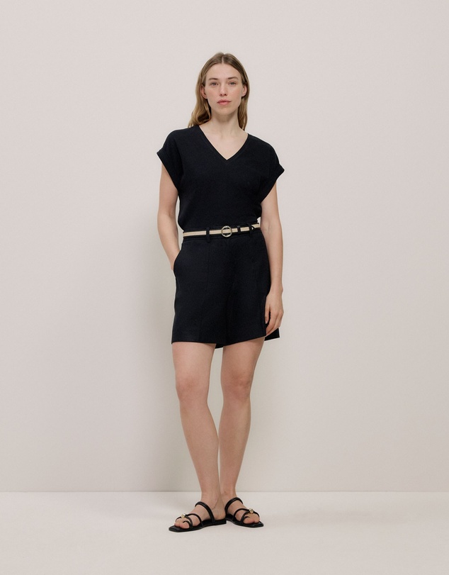 Trenery - Stretch Linen Blend Short in Black