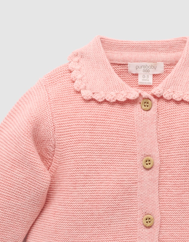 Purebaby - Crochet Collar Cardigan -Kids-Babies