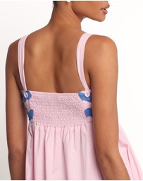 Petal & Pup - Fitzgerald Maxi Dress - Pink/Blue Trim
