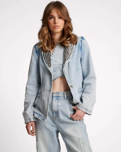 ONE TEASPOON - Diamonde Studded Denim Blazer