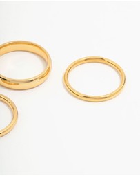 Lovisa - Waterproof Gold Plated Stainless Steel Fanned Stacking Rings 3-Pack