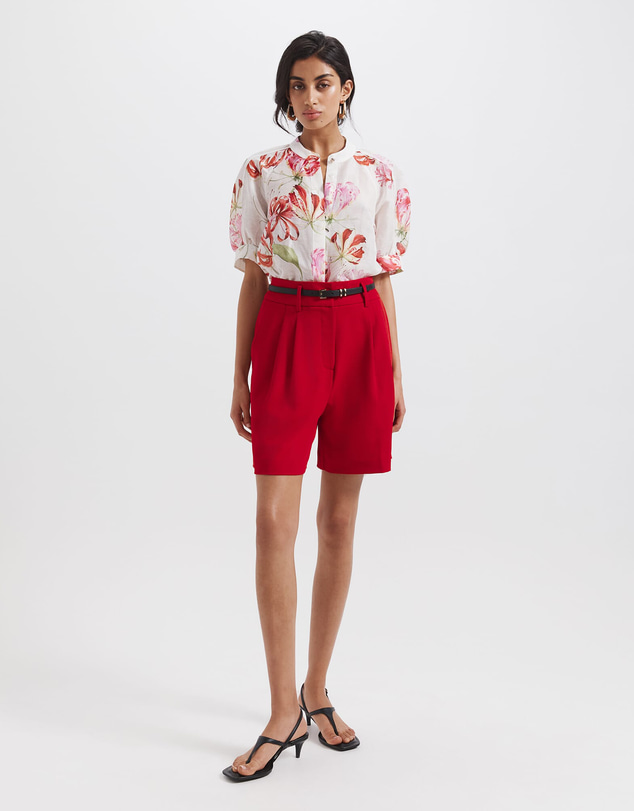 SABA - Mariposa Silk Linen Short Sleeve Blouse