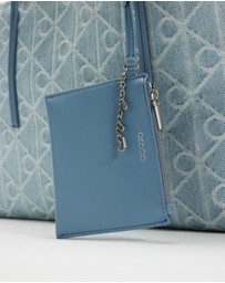 Calvin Klein - Emblem Aop Denim Tote W/ Pouch