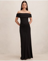 Forever New - Ania Ruched Bardot Neck Maxi Dress