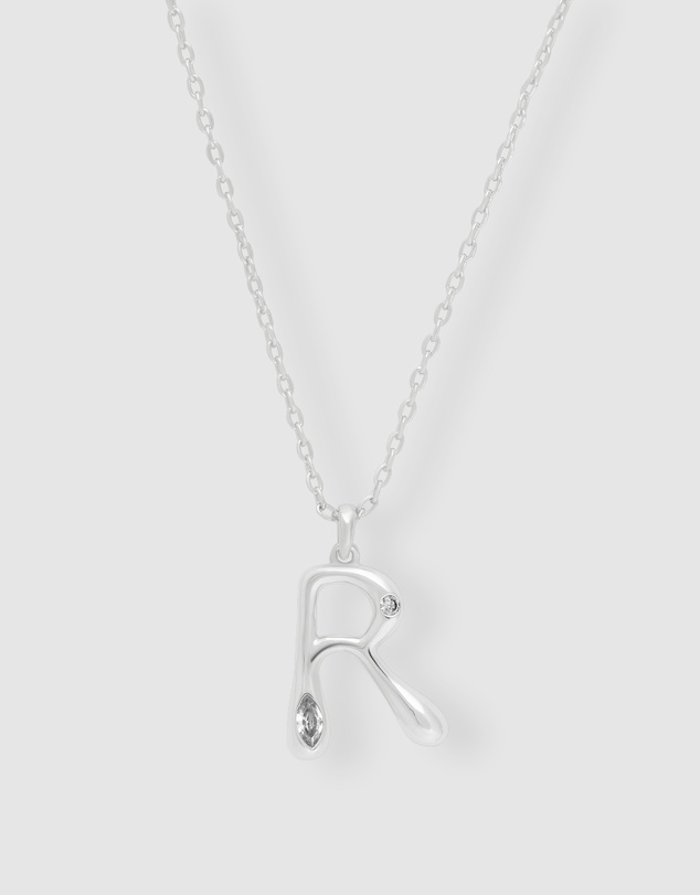 Wanderlust + Co - Alphabet Bubble Silver Necklace - Letter R