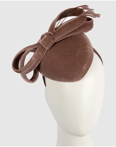 Max Alexander - Velvet Taupe Winter Pillbox Fascinator