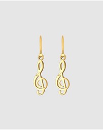 Elli Jewelry - Earrings Ear Hanger Music Clef Cut-Out in 925 Sterling Silver Gold Plated