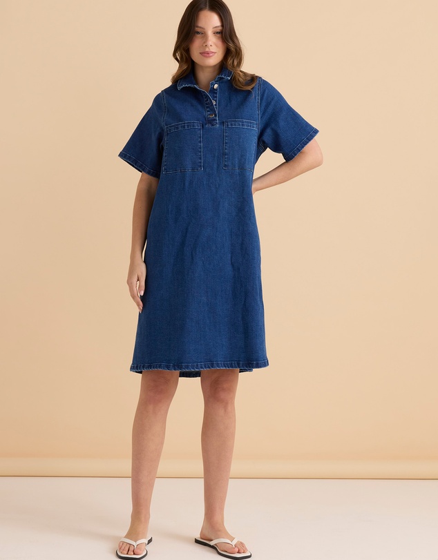 Betty Basics - Shift Denim Shirt Dress