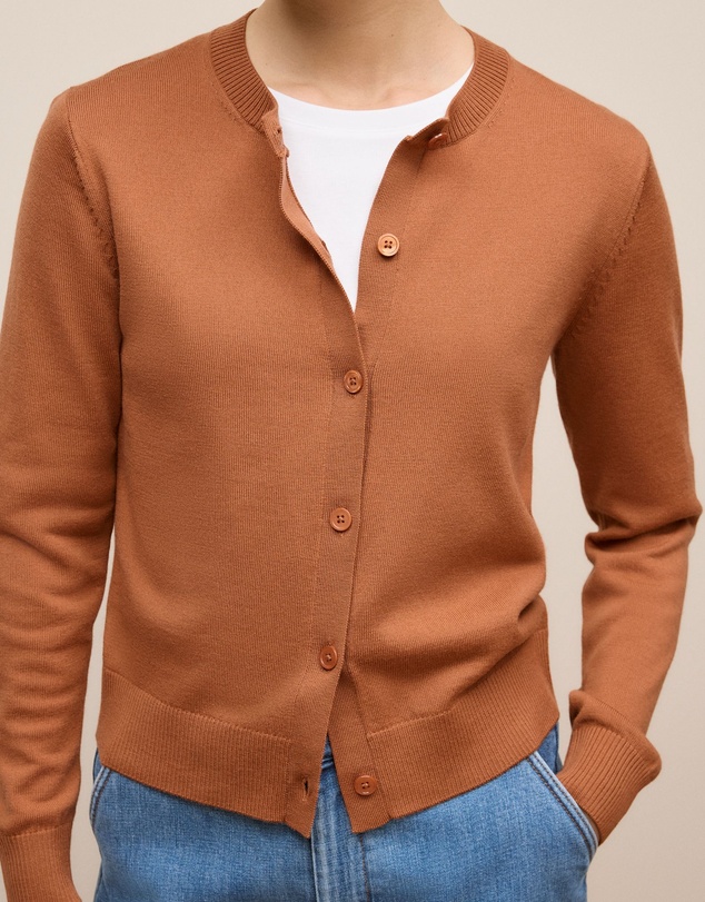 Trenery - Merino Classic Crew Cardigan in Sierra