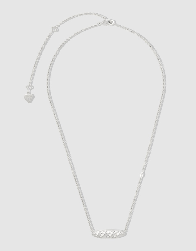 Wanderlust + Co - Baguette Pave Silver Necklace