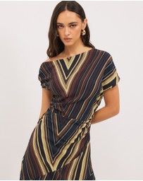 Calli - Lola Asymmetrical Draped Midi Dress
