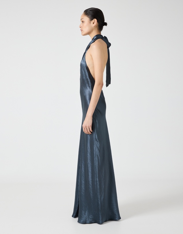 Third Form - Crush Wrap Neck Floor Length