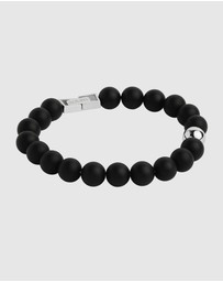 Najo - Atlas 10mm Onyx & Steel Bracelet