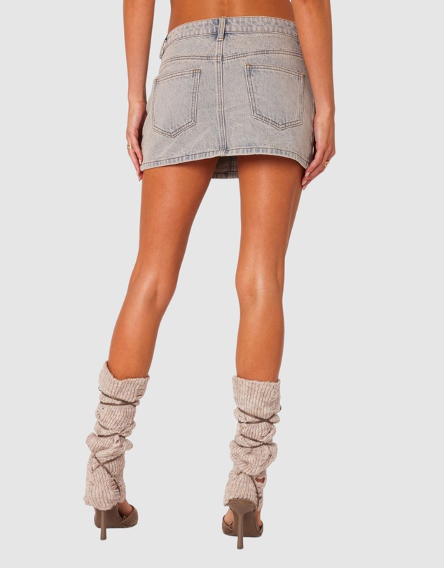 EDIKTED - Vintage Washed Denim Mini Skirt