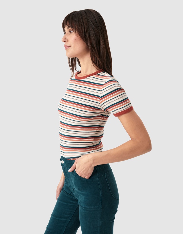Rolla's - Baby Rib Tee - Dazed Stripe Brick