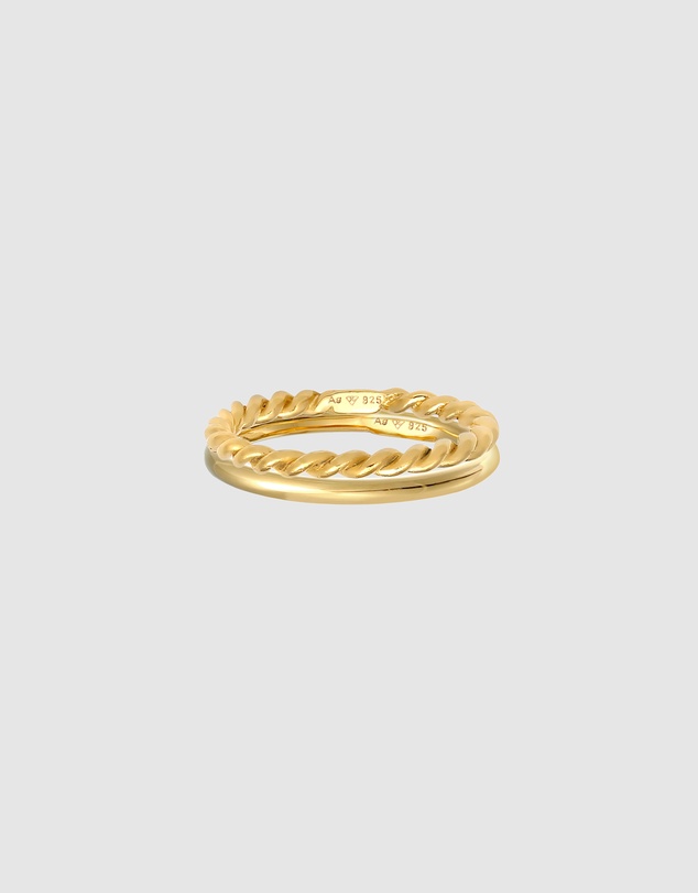 Elli Jewelry - Twisted Band Ring Set in Gold-Plated 925 Silver