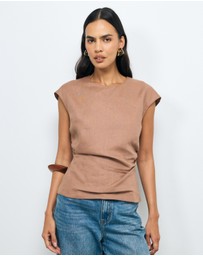AERE - Lea Gathered Linen Top