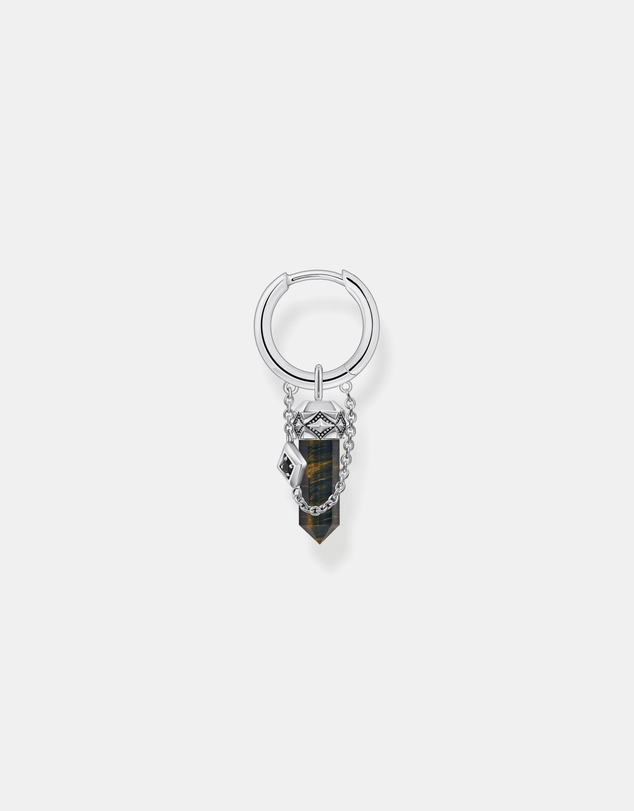 THOMAS SABO - Crystal Single Hoop Earring with Golden Blue Tiger's Eye