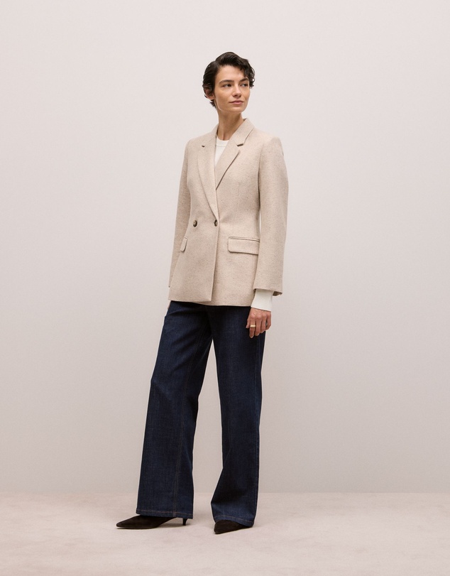Trenery - Italian Wool Blend Flecked Blazer in Oat Marle