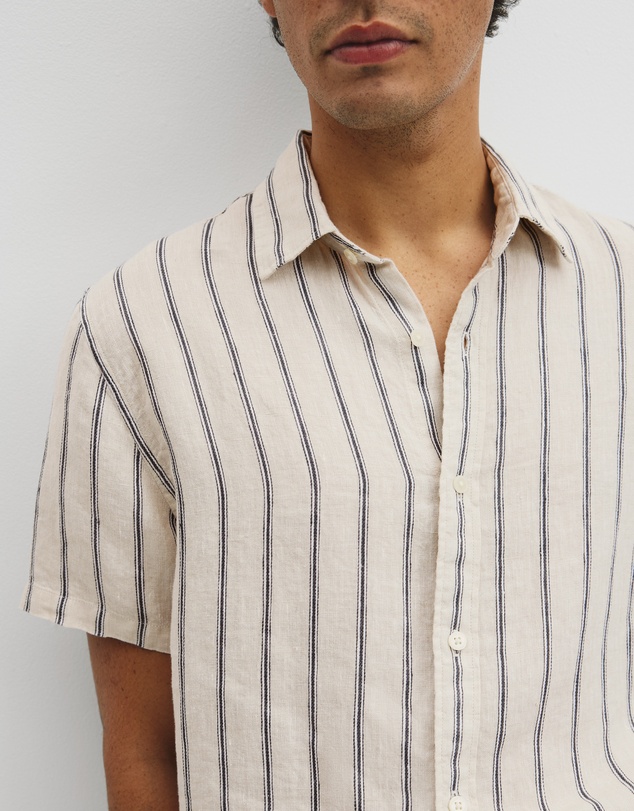 Country Road - Short Sleeve Regular Fit Linen Stripe Shirt