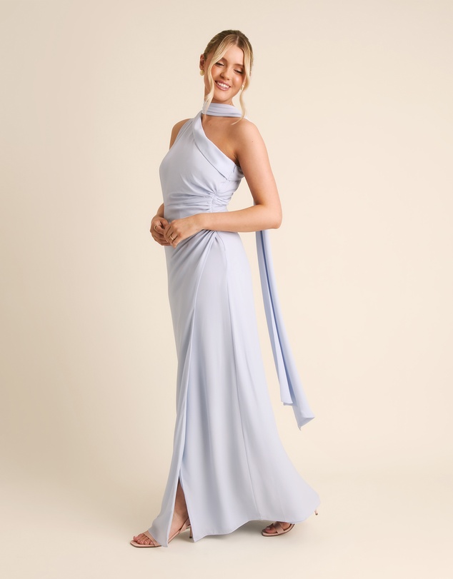 Six Stories - One Shoulder Neck Tie Chiffon Bridesmaid Dress
