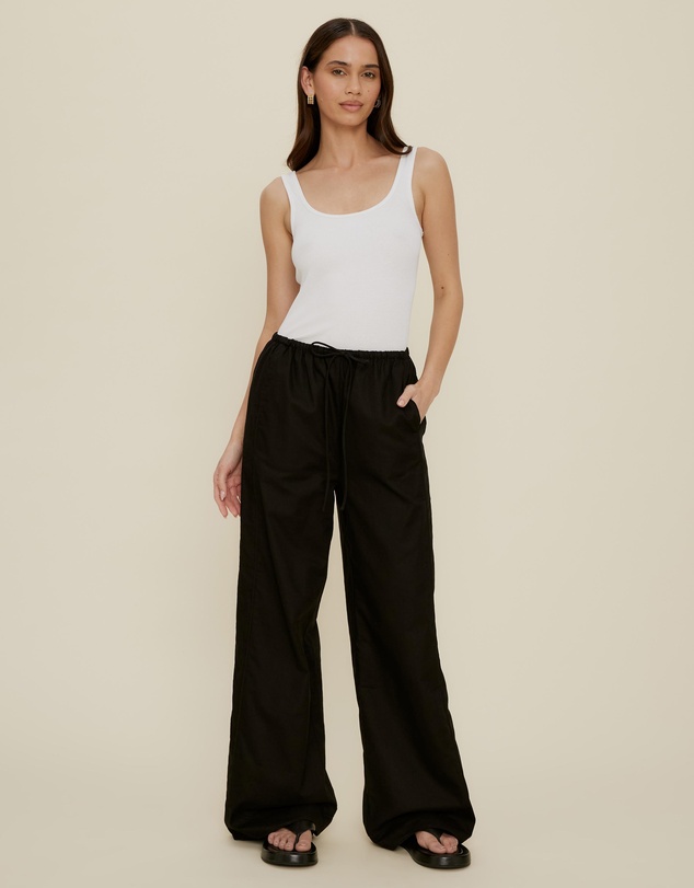 The Fated - Lucie Drawstring Linen Blend Pants