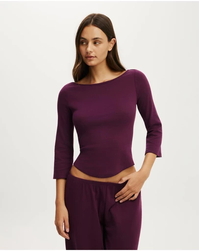 Cotton On Body - Dreamy Soft Pointelle 3/4 Long Sleeve Top