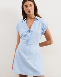 Atmos&Here - Marni Linen Blend Tie Front Mini Dress