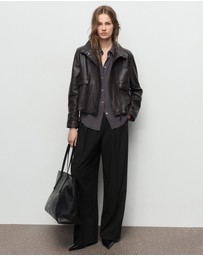 M.N.G - Wide-Leg Mid-Rise Pleated Trousers