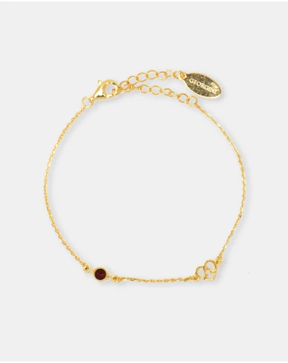 Georgini - Natural Garnet And Two Natural Diamond January Gold Bracelet
