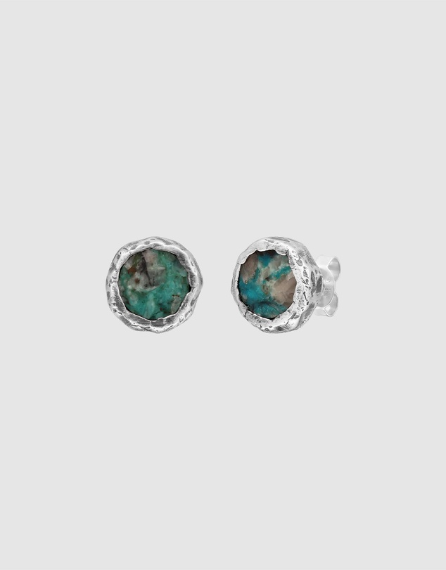 Haze & Glory - ICONIC EXCLUSIVE - Chrysocolla Stud Earrings in 925 Silver