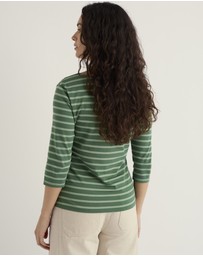 Seasalt - Seasalt Cornwall Green Sailor 3/4 Sleeve Top Jersey