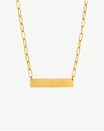 Zahar - Engravable Bar Paperclip Necklace