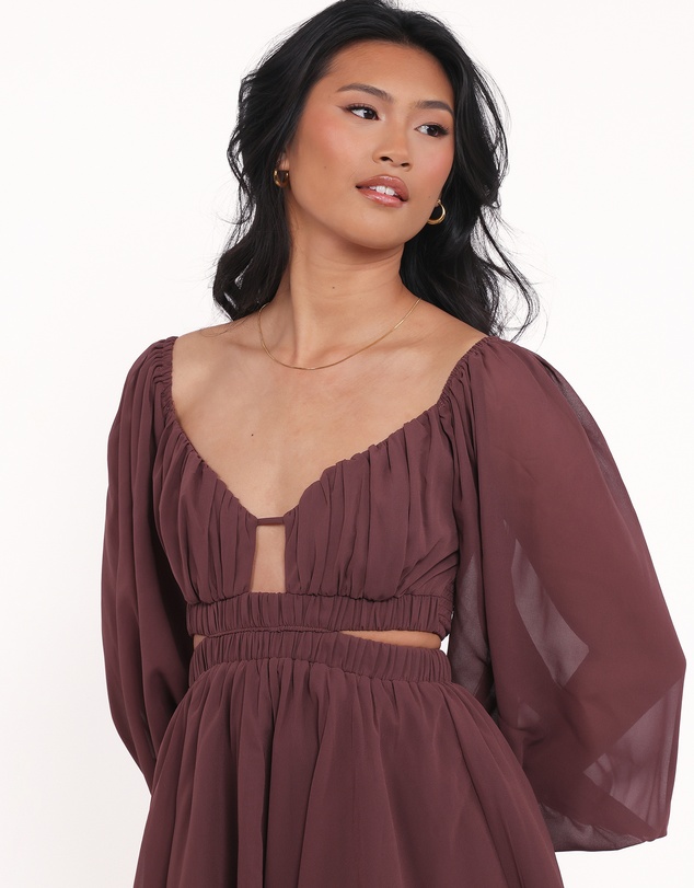 Petal & Pup - Katniss Long Sleeve Mini Dress - Chocolate