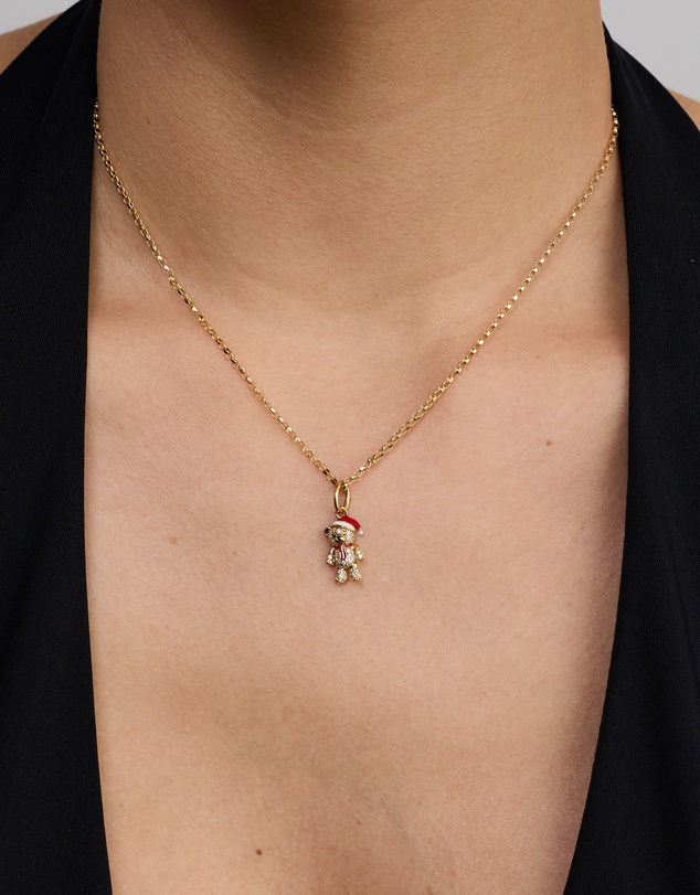 Michael Hill - Christmas Teddy Bear Pendant with Cubic Zirconia in 18kt Yellow Gold Vermeil