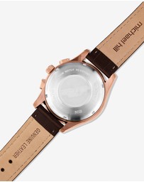 Michael Hill - Men's Chronograph Watch in Brown Tone Stainless Steel and Brown Leather