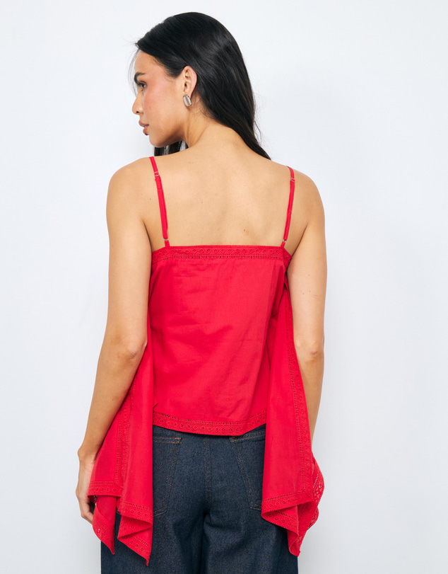 AERE - Piper Cotton Trim Detail Scarf Top